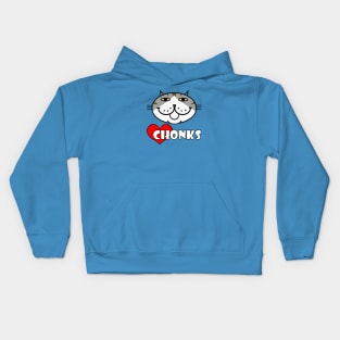 Heart Chonks - Grey and White Cat Kids Hoodie